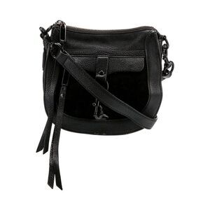 Rebecca Minkoff Saddle Handbag Black Leather Suede Crossbody